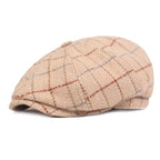 Plaid Herringbone Wool Newsboy Cap
