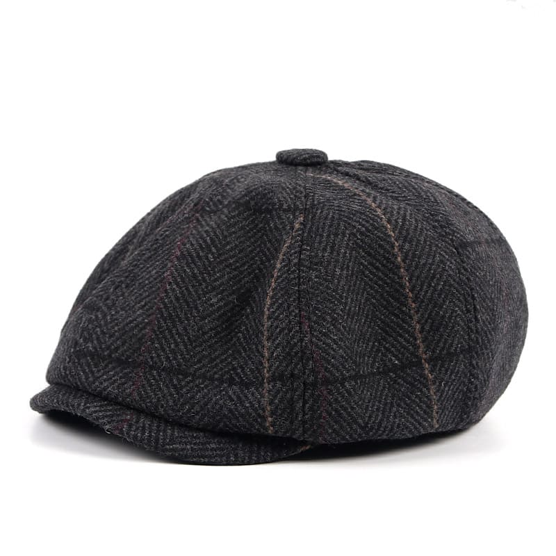 Plaid & Herringbone Wool Newsboy Cap