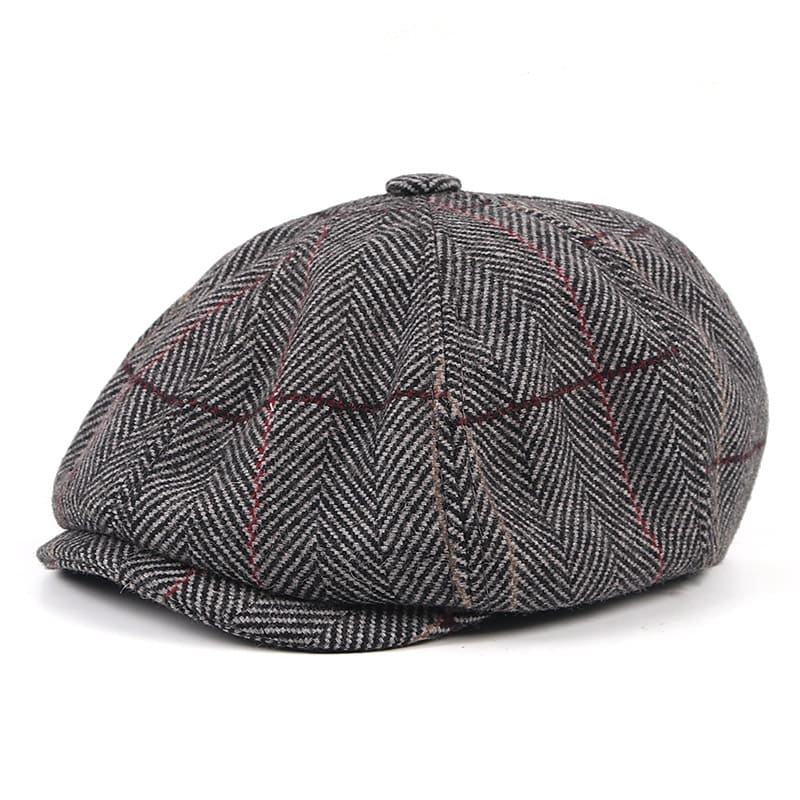 Plaid & Herringbone Wool Newsboy Cap