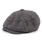 Plaid & Herringbone Wool Newsboy Cap