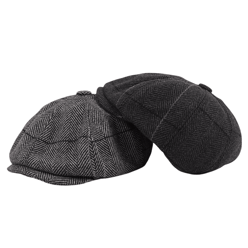 Plaid & Herringbone Wool Newsboy Cap