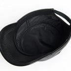 Plain Genuine Cowhide Leather Army Cap