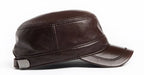Plain Genuine Cowhide Leather Army Cap