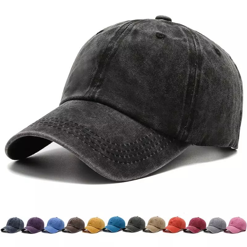 Plain Washed Cotton Baseball Cap