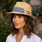 Porto Summer Beige Raffia Fedora Hat