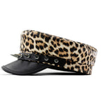 Punky Leopard Leather Sailor Cap