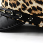 Punky Leopard Leather Sailor Cap