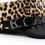 Punky Leopard Leather Sailor Cap