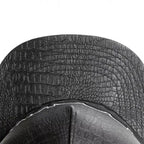 ROCKY Black Leather Snapback Cap