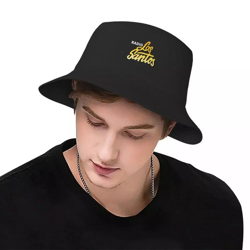 Black Black Bucket Hat Adjustable Cotton Acrylic Unisex 54-58 cm Radio worn by model