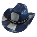 Raging Bull Patchwork Denim Cowboy Hat