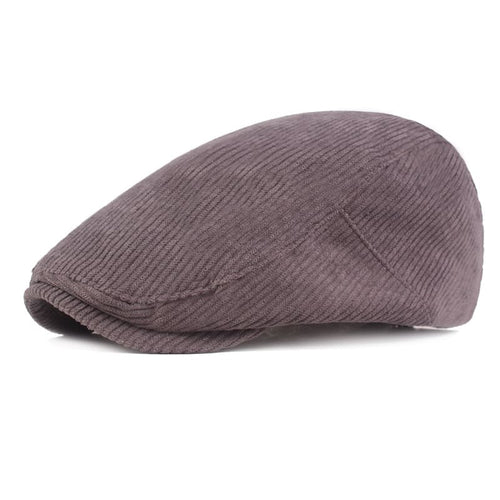 Gray Corduroy Flat Cap