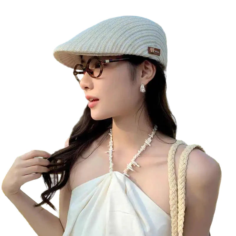 Recife Summer Striped Linen Flat Cap