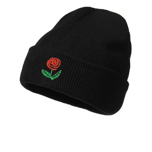 Black and rose Cotton Beanie