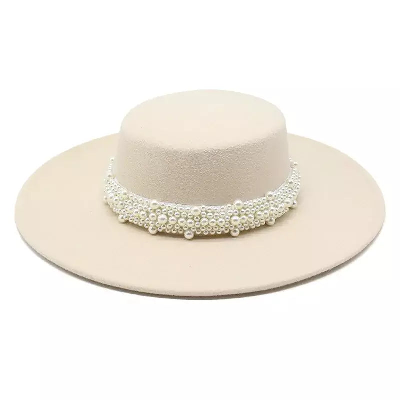 Reims Pearls Belt Boater Hat