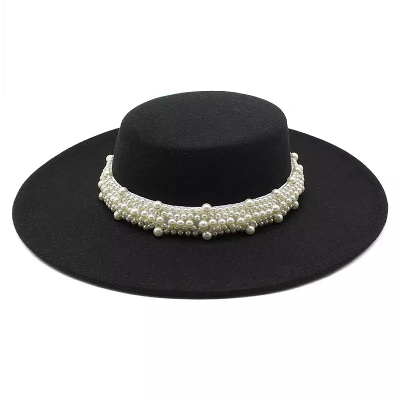 Reims Pearls Belt Boater Hat