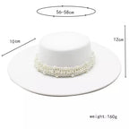 Boater hat with pearl belt – classic style hat with pearl detail
