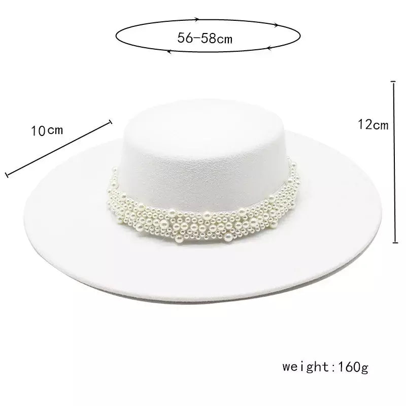 Reims Pearls Belt Boater Hat