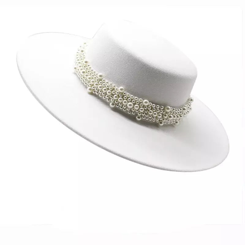 Reims Pearls Belt Boater Hat