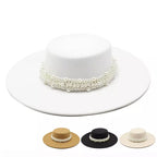 Boater hat with pearl belt – classic style hat with pearl detail