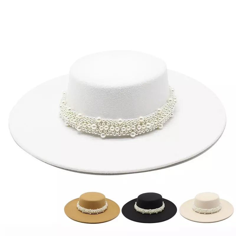 Reims Pearls Belt Boater Hat