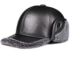Rennes Genuine Leather Earflaps Baseball Cap