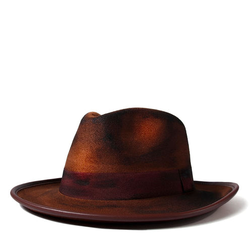 Brown Fedora Hat Classic Retro Cotton Wide Brim