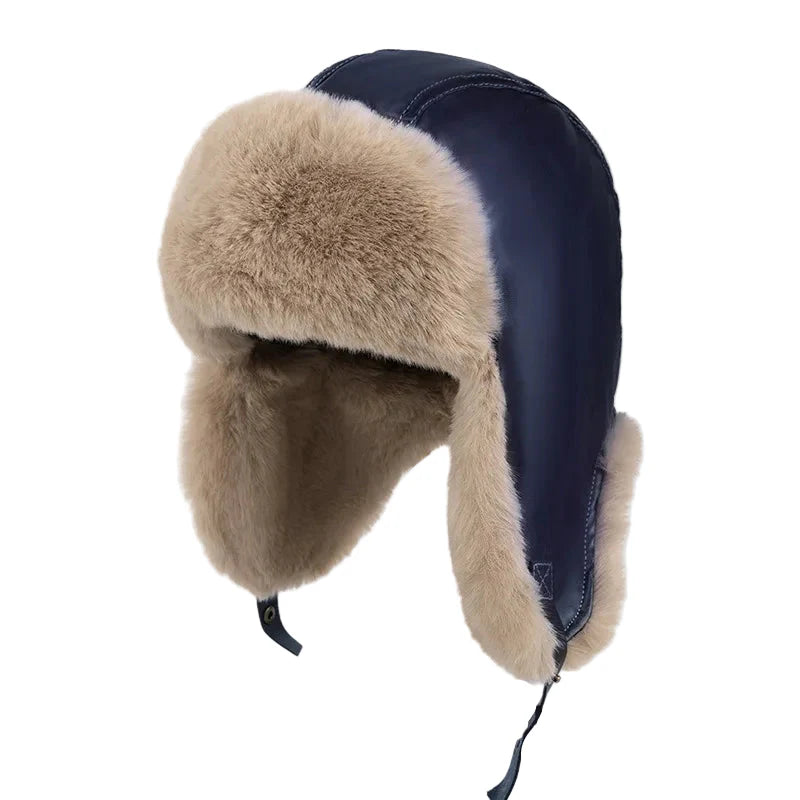 Richdale Winter Skiing Fur Leather Trapper Bomber Hat