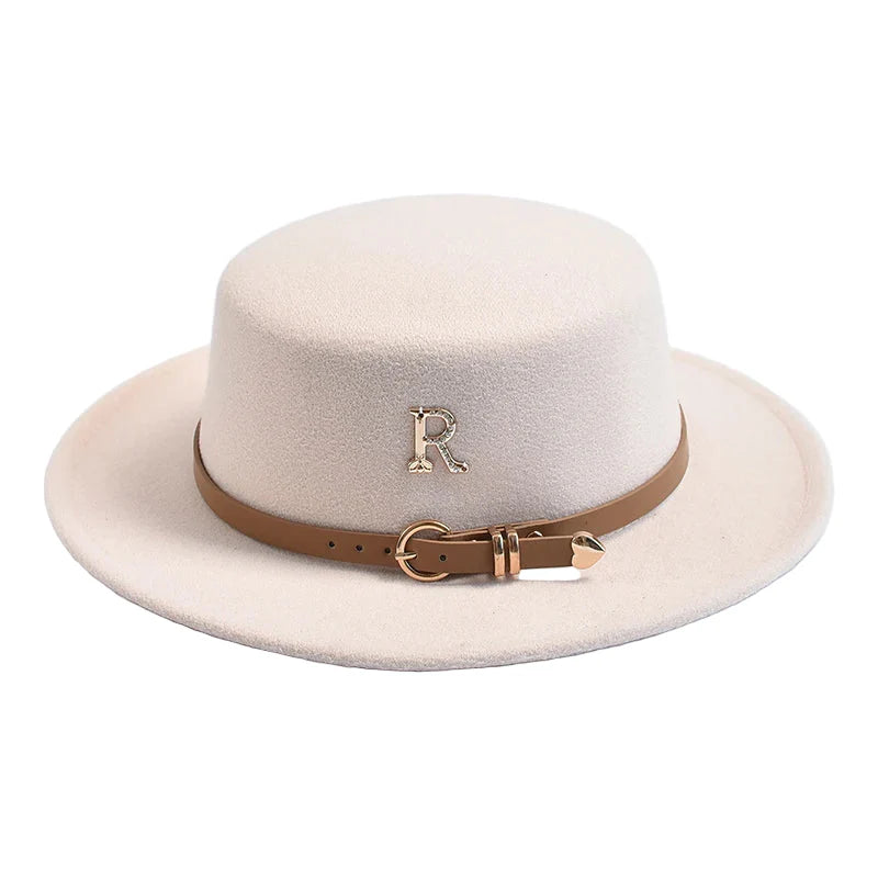 Beige Cotton Boater Hat