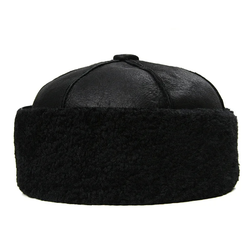 Russian Wool Lined Genuine Leather Docker Cap