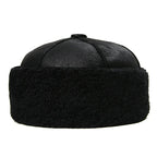 Russian Wool Lined Genuine Leather Docker Cap