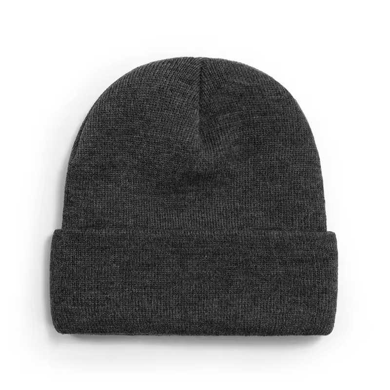 Grey knit beanie, windproof warm winter cap