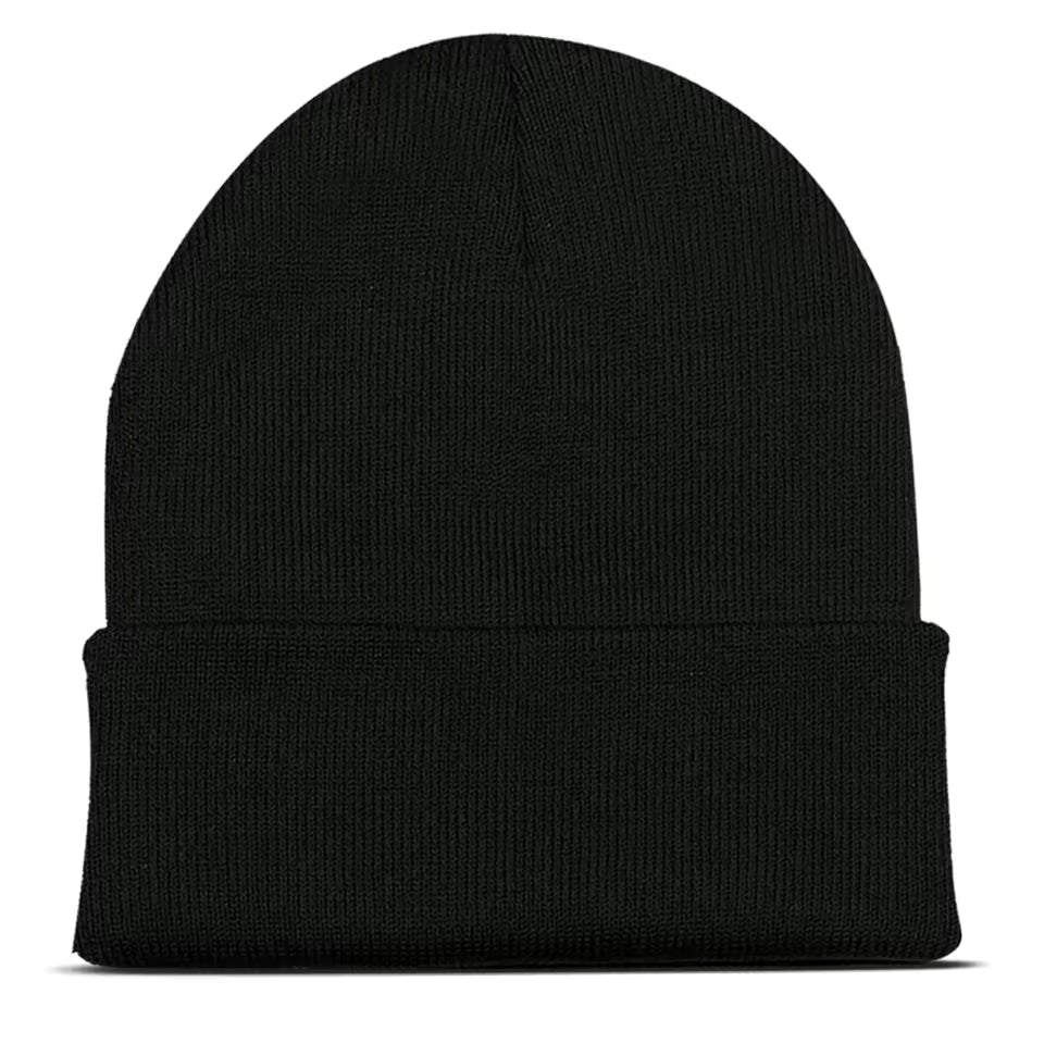 White knit beanie for custom embroidery