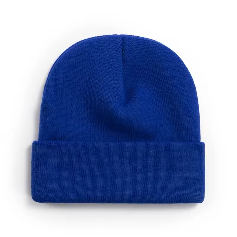 Solid color knit beanie without logo, plain option
