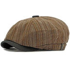 Striped Octagonal Beret Artist Painter Flat Cap