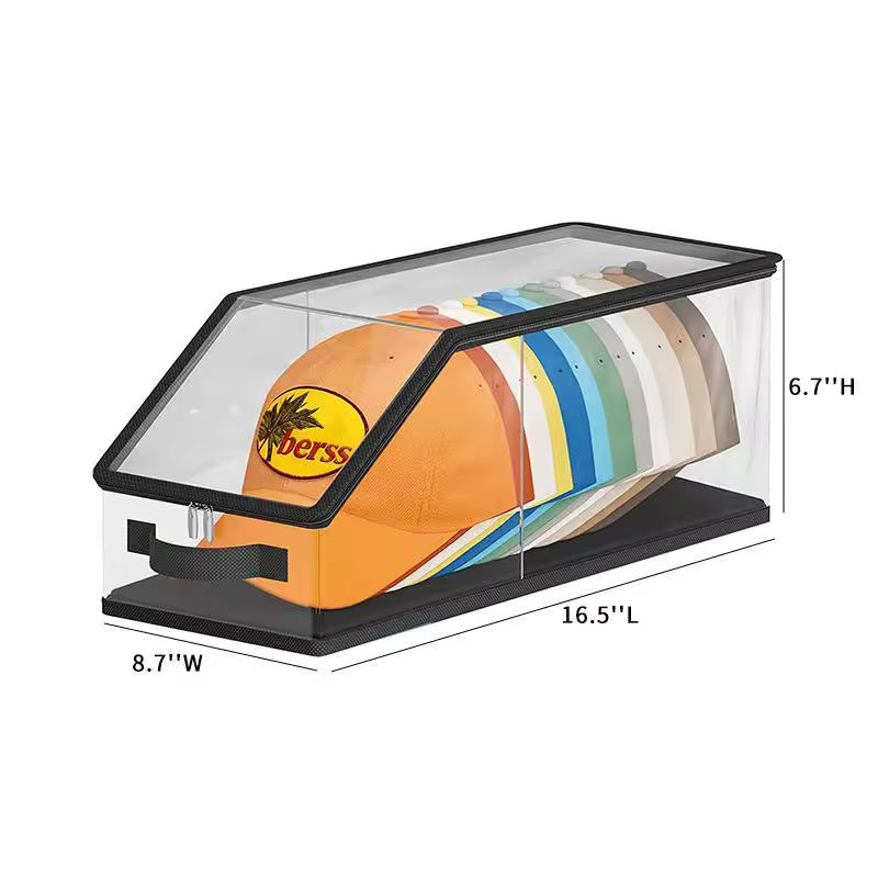 Transparent Baseball Cap Storage Box for 12 Hats, Stackable Organizer
