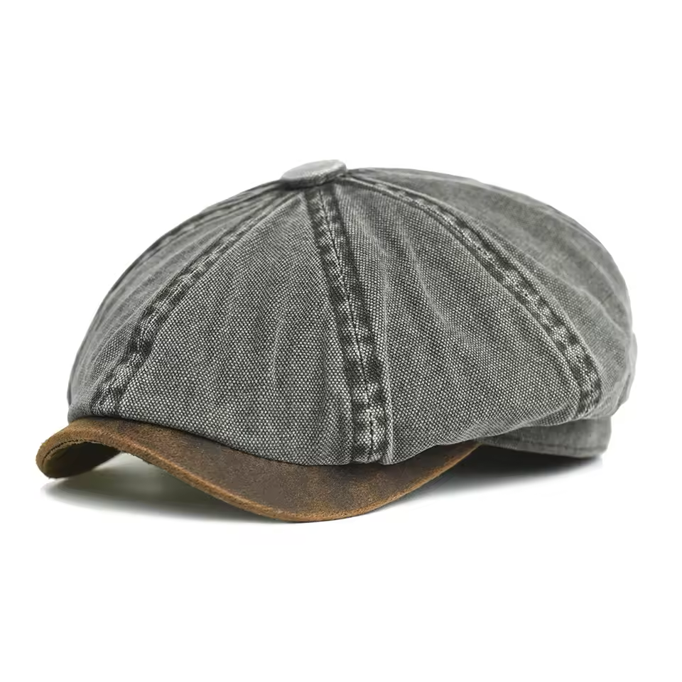 Men's Cotton Newsboy Cap – Retro Octagonal Flat Hat