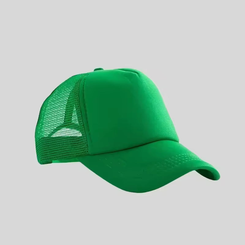 Personalized logo trucker hat in grass green – custom mesh-back baseball cap