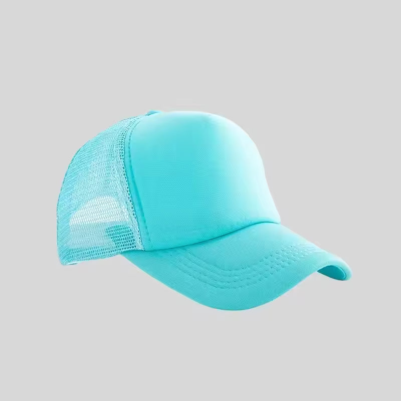 Personalized logo trucker hat in mint green – custom mesh-back baseball cap