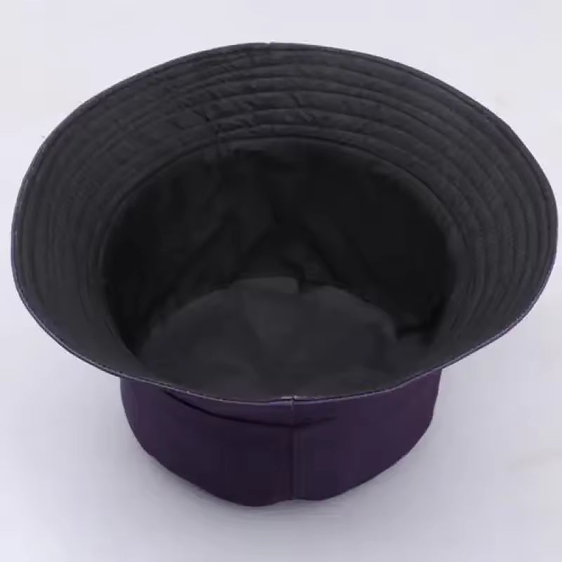 Pink cotton bucket hat with topstitched brim detail