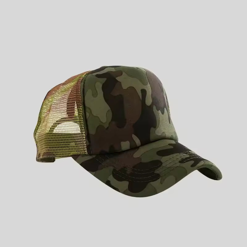 Personalized logo trucker hat in camouflage – custom mesh-back baseball cap