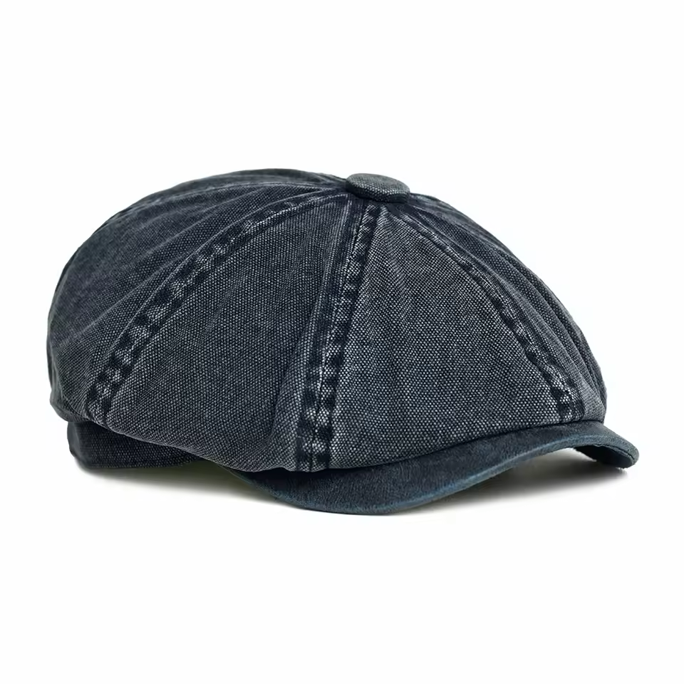 Men's Cotton Newsboy Cap – Retro Octagonal Flat Hat
