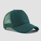 Personalized logo trucker hat in forest green – custom mesh-back baseball cap