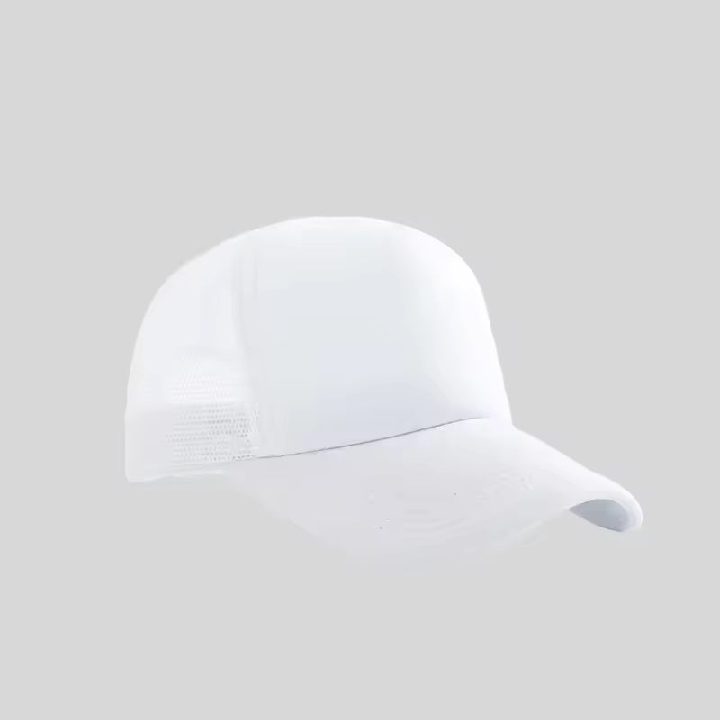 Personalized logo trucker hat in white – custom mesh-back baseball cap