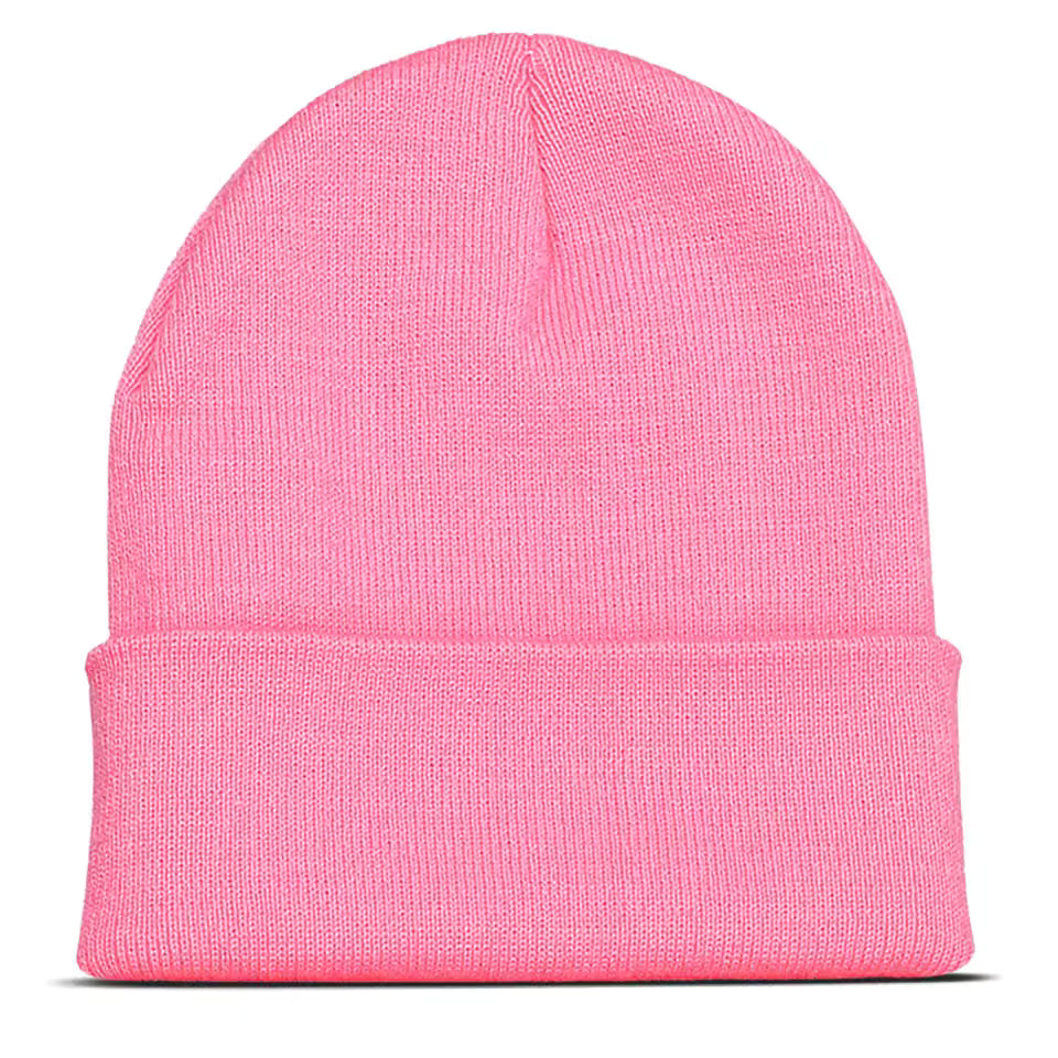 Folded custom beanie showing soft acrylic knit