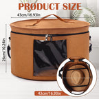 Round Hat Storage Box, Large Felt Organizer with Clear Window