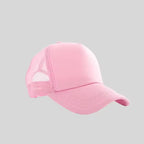 Personalized logo trucker hat in light pink – custom mesh-back baseball cap