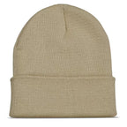 Beige cuffed beanie for custom logo embroidery