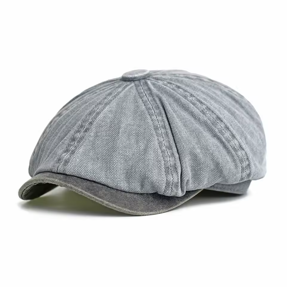 Men's Cotton Newsboy Cap – Retro Octagonal Flat Hat