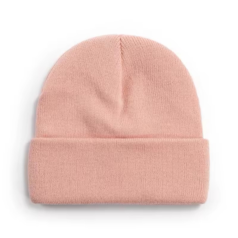 Green acrylic knit beanie for winter outdoor wear